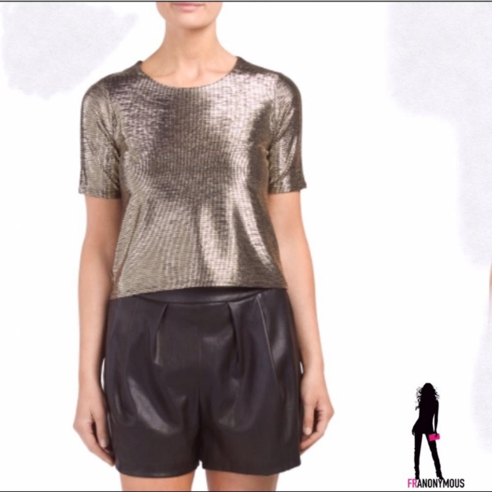 Gold Metallic Crop Top - Picture 1 of 4